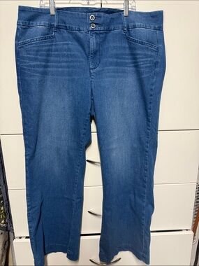 torrid Mid-Blue Trouser Boot Jeans with Double Button Waist